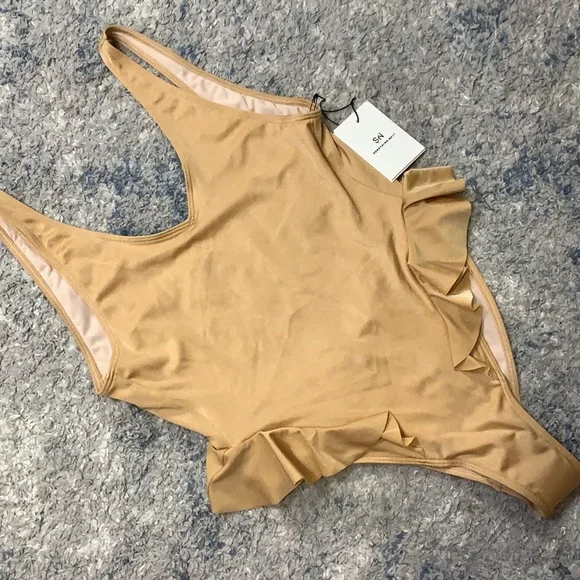 Something Navy Gold Cream One Piece Swimsuit - Picture 6 of 10